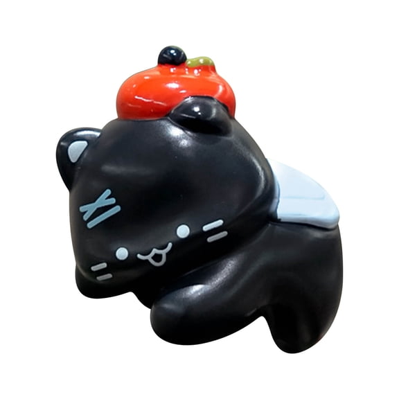 Cute Cat Monitor Perching Figurine Apple Coal Ball Desktop Decor Resin Cat Desk Shelf Ornament Playful Animal Office Workspace Decoration Gift Collectible Statue Home Display