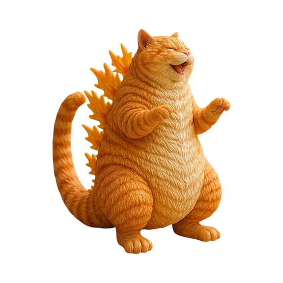 Cute Cat Monster Figurine, Unique Collectible Vinyl Cat Figure with Blue Spikes, Desk Decor, Fun Gift for Cat Lovers, Home Office Ornament, Creative Animal Sculpture, Durable Material, 5 Inch Tall