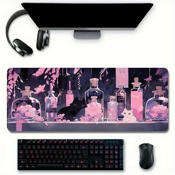 Cute Cat Mouse Pad Kawaii Desk Accessories Large Mouse Pad E-Sports Office  Keyboard Pad Computer Mouse Non-Slip Computer Mat Gift For Teen/Boyfriend/Girlfriend