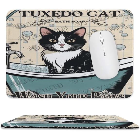 Cute Cat Mouse Pad,Mouse Pads for Wireless Mouse Desk Accessories, Travel Mousepad with Non-Slip Rubber Base,Stitched Edge Mouse Pads for Desk, Computers, Laptop, Office 8"x10"