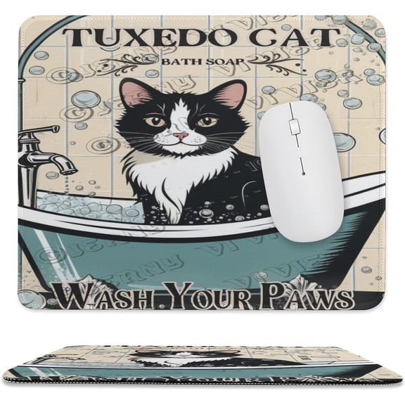 Cute Cat Mouse Pad,Mouse Pads for Wireless Mouse Desk Accessories, Travel Mousepad with Non-Slip Rubber Base,Stitched Edge Mouse Pads for Desk, Computers, Laptop, Office 10"x12"