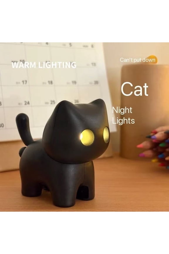 Cute Cat Night Light Keychain Press Ball Glowing LED Pendant Mini Portable Flashlight Key Ring Accessory Durable Plastic for Kids Adults Gift Cool Kitties Design Soft Light Easy to Press