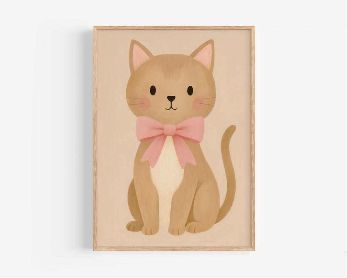 Cute Cat Nursery Poster, Kitten Wall Art For, Baby Girl Room Decor ...