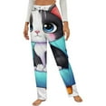thumbnail image 1 of Cute Cat On Blue Chair Winter Female Pants Flannel High Waist Women Pants Lady Warm Straight Leg Plush Trousers, 1 of 7
