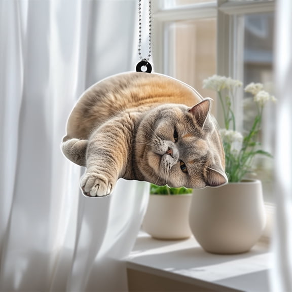 Cute Cat Ornament - Acrylic Hanging Decoration for Pet Lovers, Ideal for Home, Office, or Christmas Tree, A Fun and Whimsical Gift for Cat Owners and Animal Enthusiasts