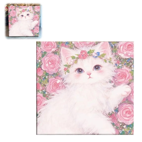 Cute Cat Paint by Numbers for Adults Beginners, Colorful Cat Paint by Number Kit, Easy Adult Paint by Number Kits on Canvas, Acrylic Animals Number Painting for Home Decor