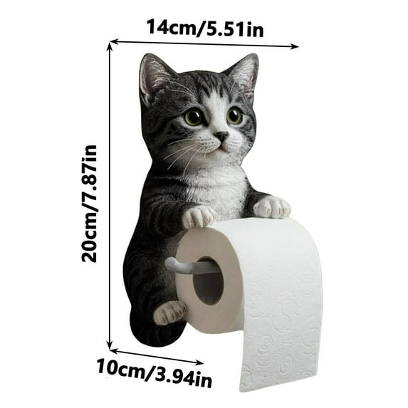 Cute Cat Paper Holder for Wall Mount, Decorative Toilet Paper Holder for Home Bathroom Use, Unique Cat Design Toilet Roll Storage Solution