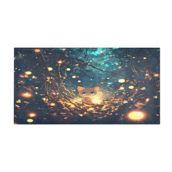 Cute Cat Pattern 39x20" Bath Mat Carpet, Absorbent and Non-Slip for Kitchen or Bathroom, Quick-Drying