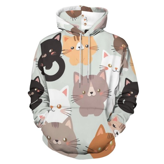 Cute Cat Pattern 3D Print Hoodie Men Women Autumn Thin Pullover Sweatshirt Vintage Streetwear Tops