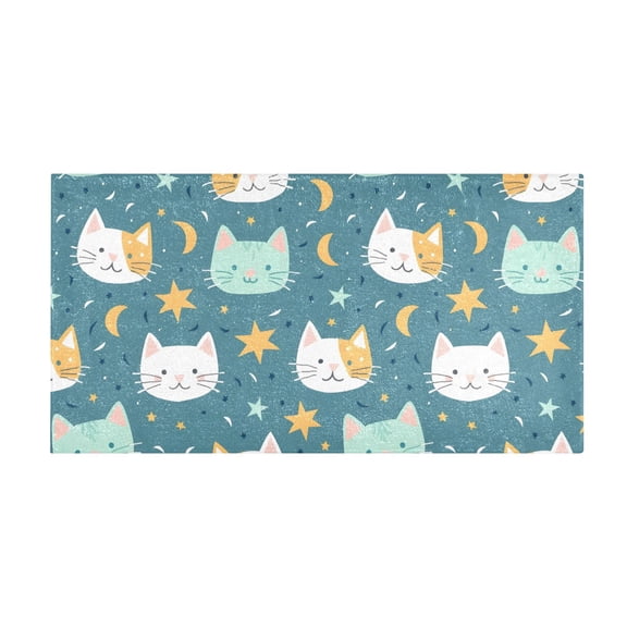 Cute Cat Pattern Bath Mat 39x20 Inch Soft Absorbent Non-Slip Plush Bathroom Rug for Floor