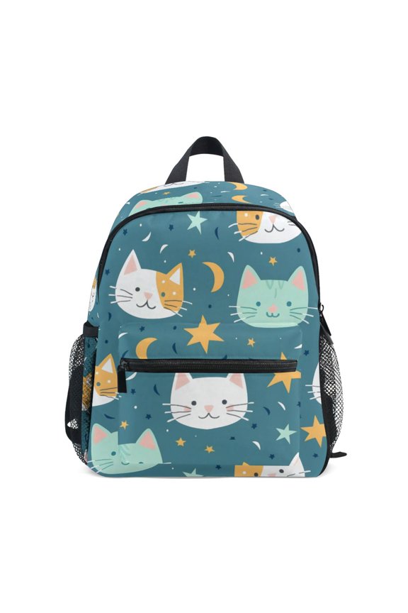 Cute Cat Pattern Mini Backpack Cute Small Backpack with Chest Strap and Whistle Ages 3-8