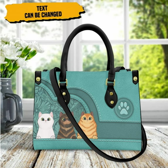 Cute Cat Pattern Women's Pu Leather Clutch Bag High Quality Portable Top Handle Cross Body Bags Girls Shoulder Handbag Casual