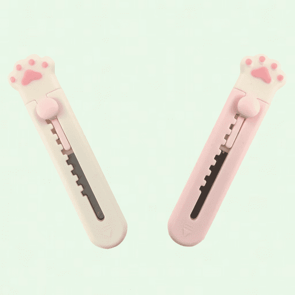 Cute Cat Paw Box Cutter Set (2 Pieces) - Cute Letter Opener, Cute Cat-Shaped Scissors, Kawaii Scissors