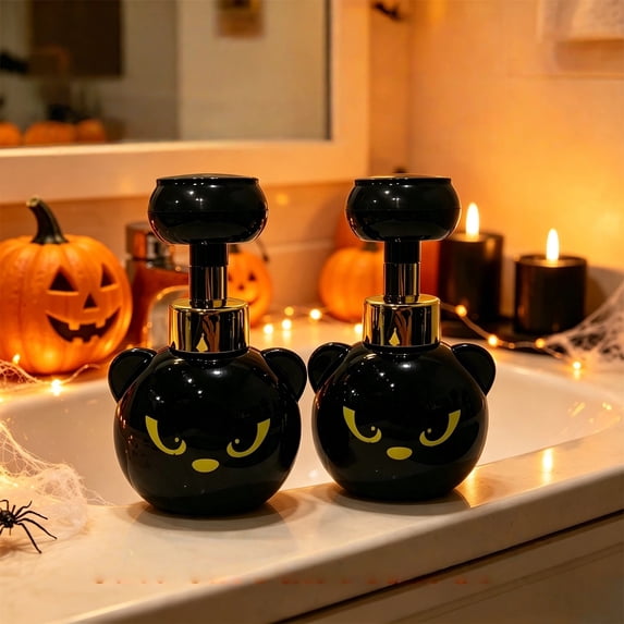 Cute Cat Paw Foam Soap Dispenser, Novelty Halloween Bathroom Decor with Paw-Shaped Foam, Fun Holiday Hand Wash Accessory & Creative Cat Lover Gift (2 PC)