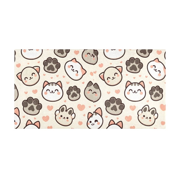 Cute Cat Paw Footprints Pattern Bath Mat 39x20 Inch Soft Absorbent Non-Slip Plush Bathroom Rug for Floor