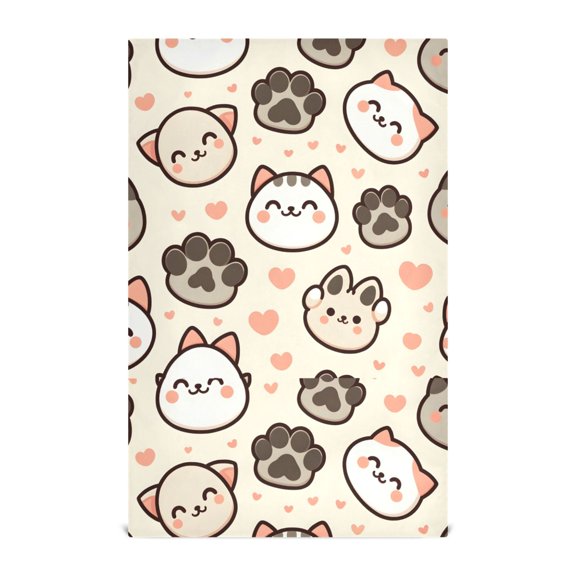 Cute Cat Paw Footprints Pattern Kitchen Towels Waffle Weave Decorative Tea Towels Multi Use Dishcloths 28x18in