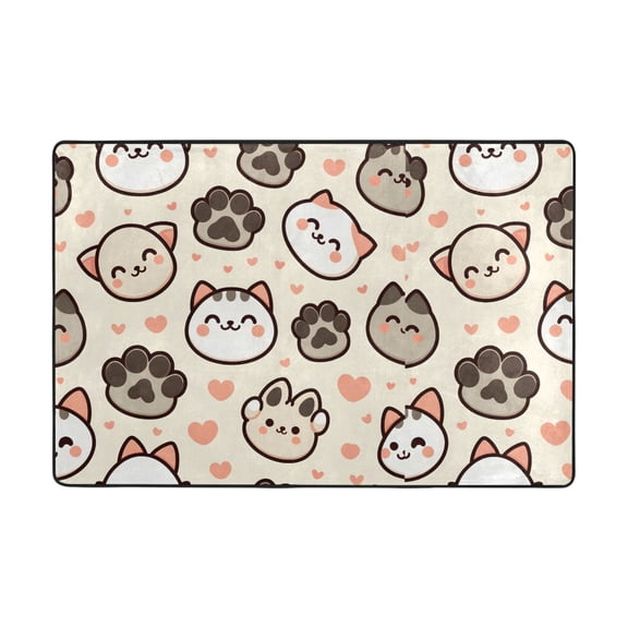 Cute Cat Paw Footprints Pattern Rug 36x24in Memory Foam Absorbent Non Slip Plush for Bathroom Kitchen Entryway