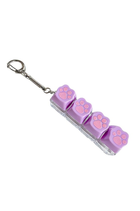 Cute Cat Paw Keychain Pendant with Stress Relief Keycaps, Kawaii Plastic Bag Charm for Cat Lovers, Fun Stress Toy for Keys & Backpacks