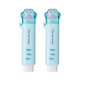 Cute Cat‑Paw Retractable Pencil Eraser, Smudge‑Free Compact Rubber Eraser, Portable Fun Cartoon Stationery for Pupils Office Holiday‑Gift Accessory