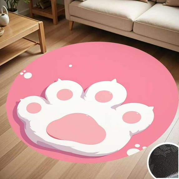 Cute Cat Paw Round Carpet Living Room Bedroom Home Decoration Coffee Table Mat Lounge Rug Chair Mats