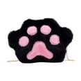 thumbnail image 1 of Cute Cat Paw Shape Crossbody Handbag Plush Shoulder Bag Purse with Chain Strap,Black, 1 of 4