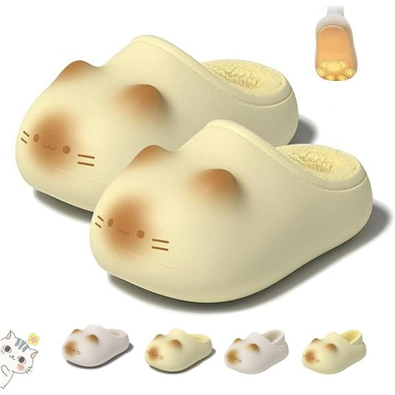 Cute Cat Paw Slippers for Women Fluffy Plush Fleece Height Increasing Indoor Shoes with Non-Slip Sole Winter Gift