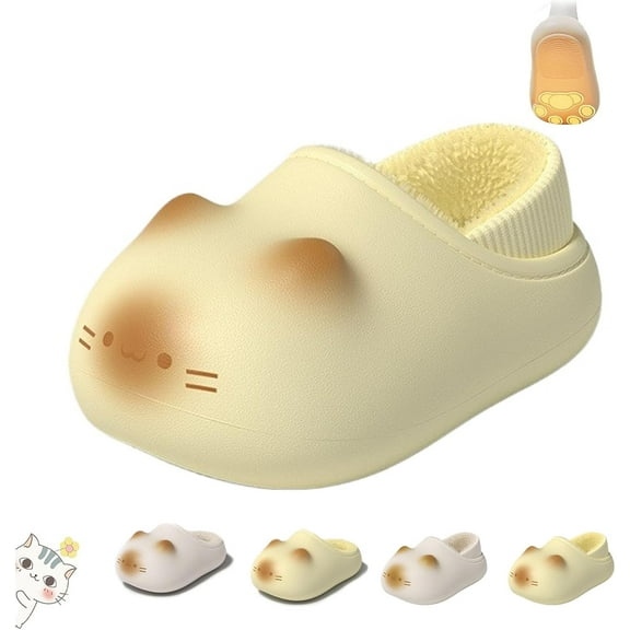 Cute Cat Paw Slippers for Women Fluffy Plush Fleece Height Increasing Indoor Shoes with Non-Slip Sole Winter Gift