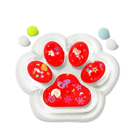 Cute Cat Paw Squishy Toys for Kids Adults – Stress Relief Fidget Sensory Toys, Soft Silicone Squeeze Gifts for Children, Teens, and Adults (Red Paw)