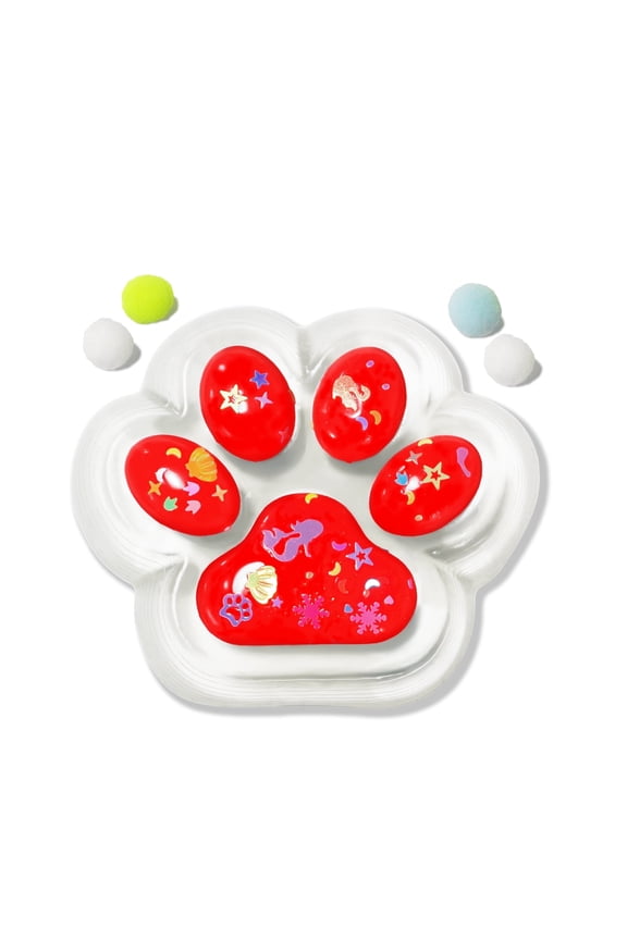 Cute Cat Paw Squishy Toys for Kids Adults – Stress Relief Fidget Sensory Toys, Soft Silicone Squeeze Gifts for Children, Teens, and Adults (Red Paw)