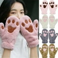 thumbnail image 1 of Cute Cat Paws Full Finger Gloves Fluffy Plush Winter Warm Mittens Hand Warmer for Women Teenager Girls, 1 of 6