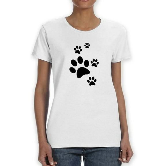 Cute Cat Paws Medium Front Graphic Women White T-Shirt, Female Medium