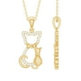 thumbnail image 1 of Rosec Jewels Cute Cat Pendant Necklace with Certified Diamond for Women (HI-SI Quality), 14K Yellow Gold, 1 of 8
