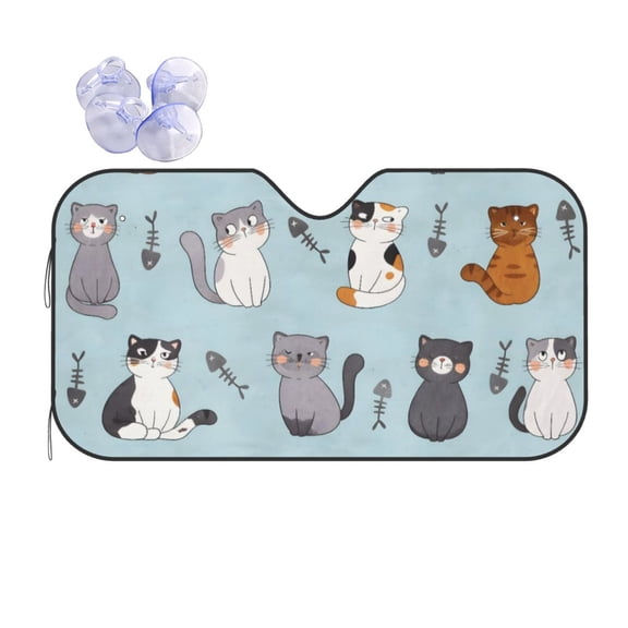 Cute Cat Pet Lover Car Windshield Sun Shade Universal Fit Auto Sun Visor Protector