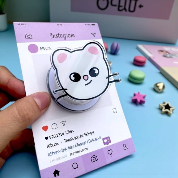 Cute Cat Phone Grip: Kawaii Pet PopSocket, Custom Animal Phone Stand, Magnetic Grip, Grip, Cute Phone Charm, Gift for Her, Cat Lover