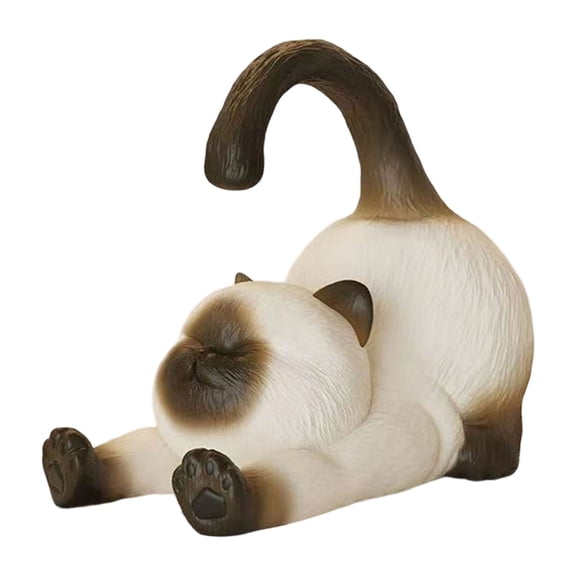 Cute Cat Phone Stand, Adorable Siamese Cat Shape Desk Phone Holder, Universal Smartphone Stand for Desk, Resin Cat Figurine Cell Phone Holder, Home Office Decor Ornament