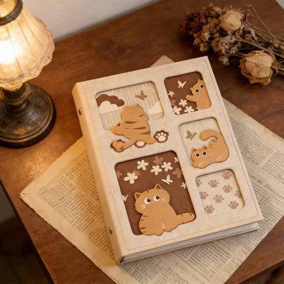 Cute Cat Photo Album Book, Mixed Insert Photo Album for 3x5 4x6 Photos, Scrapbook Memory Keeper for Family & Travel