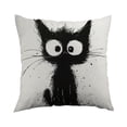 thumbnail image 1 of Cute Cat Pillow Covers, Black Cat Line Art Doodle Cartoon Throw Pillows Cover, Sofa Couch Pillow Cases for Farmhouse Indoor Home Decor (18x18in), 1 of 6
