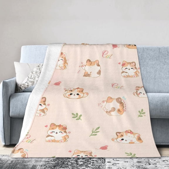 Cute Cat Plaid Blanket Gift Throw Blanket Gift for Kitten Nursery Pet Lover Home Decor 50x40