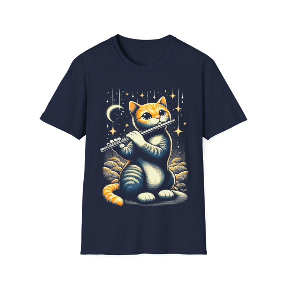 Cute Cat Playing Flute Musician Music Lover Flute Player TShirt