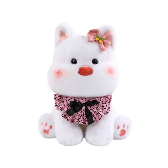 Cute Cat Plush Doll Soft Stuffed Animal With Bow Decor For Kids Birthday Gift 1 Pack
