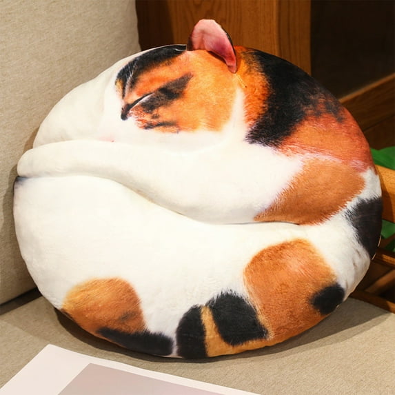 Cute Cat Plush Pillow with Soft Short Fur for Youngster Room Decor and Comfort,Multi-Purpose Floor Cushion for Reading Nook and Tatami Seating,Adorable Stuffed Animal Gift Lovers