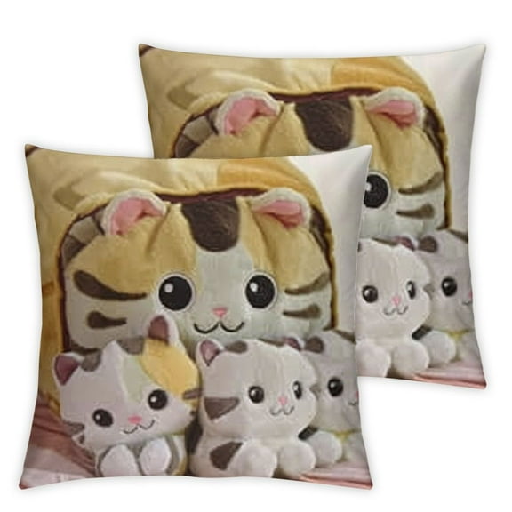 Cute Cat Plush Pillow Toy,  Removable Fluffy Animal Doll, Soft   Stuffed Sofa Chair Decor for Kids &amp; Girls