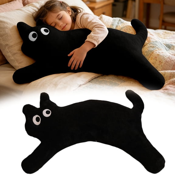 Cute Cat Plush Short Body Pillow Cuddle Cartoon Stuffed Animals Cat Plush Soft Doll Pillows Gifts for Kids Girls