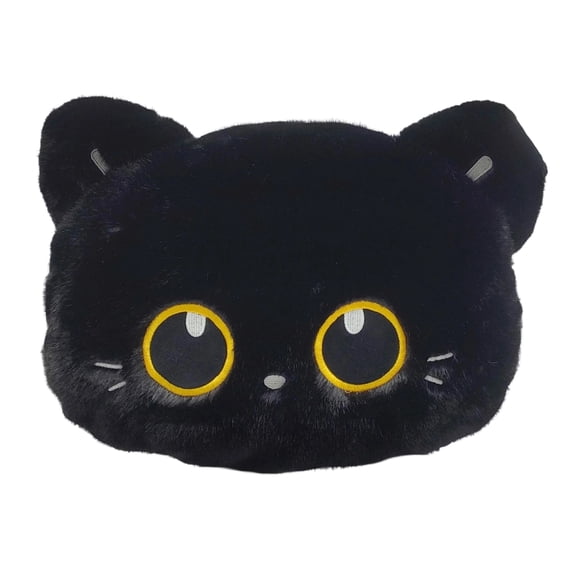 Cute Cat Plush Throw Pillow Siamese Calico Cat Stuffed Animals Soft Cushion For Girls Room Decor,Black