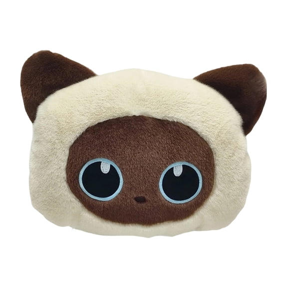 Cute Cat Plush Throw Pillow Siamese Calico Cat Stuffed Animals Soft Cushion For Girls Room Decor,Brown