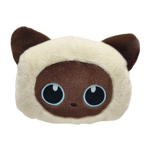 Cute Cat Plush Throw Pillow Siamese Calico Cat Stuffed Animals Soft Cushion For Girls Room Decor,Brown
