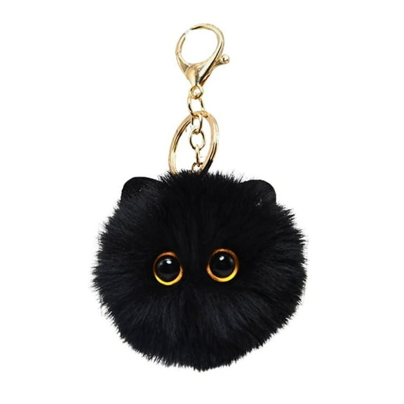 Cute Cat Po M Po M Keychain Charm for Bag Purse Car and Backpack Accessories Ideal for Cat Lovers Unique Furry Key Ring Durable and Stylish Design