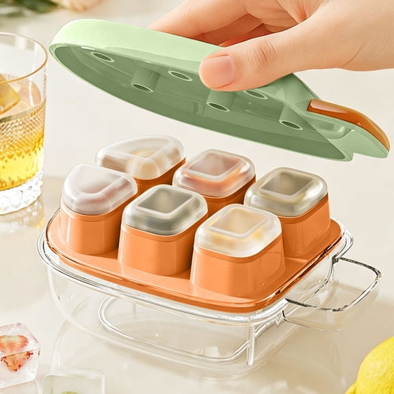 Cute Cat Press Ice Cube Tray with Lid, Food Grade Mini Ice Mold, One Press Easy Release Ice Maker Container, No Spill Water Filling Ice Cube Box for Fridge Cocktail Whiskey Summer Drinks Household