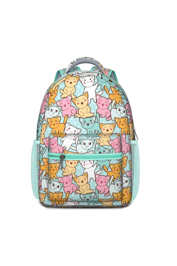 Cute Cat Print School Backpack – Funny Pet Lovers Pattern with Cartoon Paw and Cat Lover Gift Design