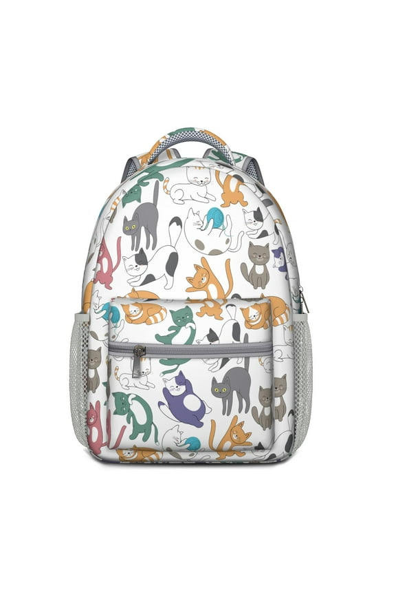 Cute Cat Print School Backpack – Funny Pet Lovers Pattern with Cartoon Paw and Cat Lover Gift Design